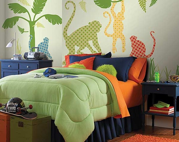 comfortable_teenage_bedroom_monkey_wall_murals_design_ideas.jpg